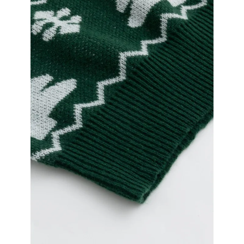 Maglione natalizio girocollo ampio verde pullover alla moda da uomo girocollo camicia a maniche lunghe con fondo