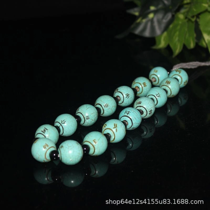 New antique-style beads with ancient characters, enhanced turquoise bead string accessories, vintage items