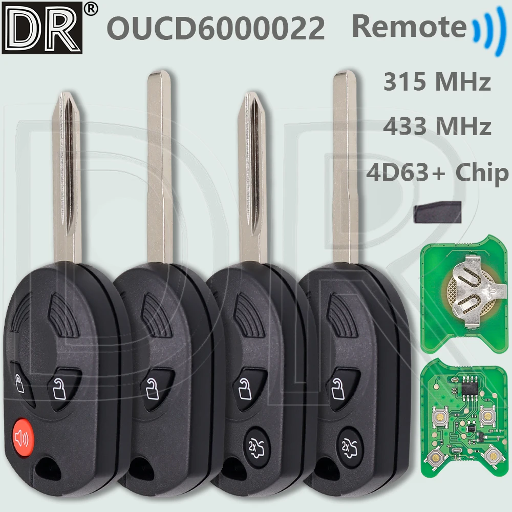 DR CWTWB1U793 4D63+ 315/433MHz Car Remote Key OUCD6000022 For Ford Edge C-Max Expedition Escae Focus Taurus Flex Mazdap Lincoln