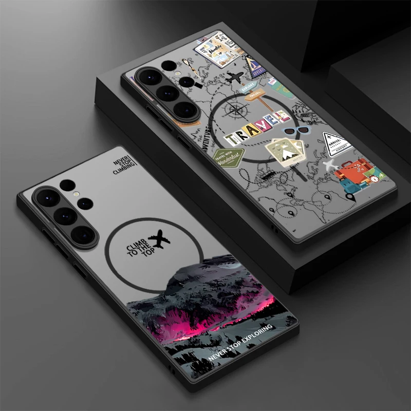 Flugzeug Wahrzeichen Drucken Telefon Fall Für Samsung Galaxy S25 S24 S21 FE S25 Rand S24 S23 Ultra S22 Plus magnetische Für Magsafe Abdeckung
