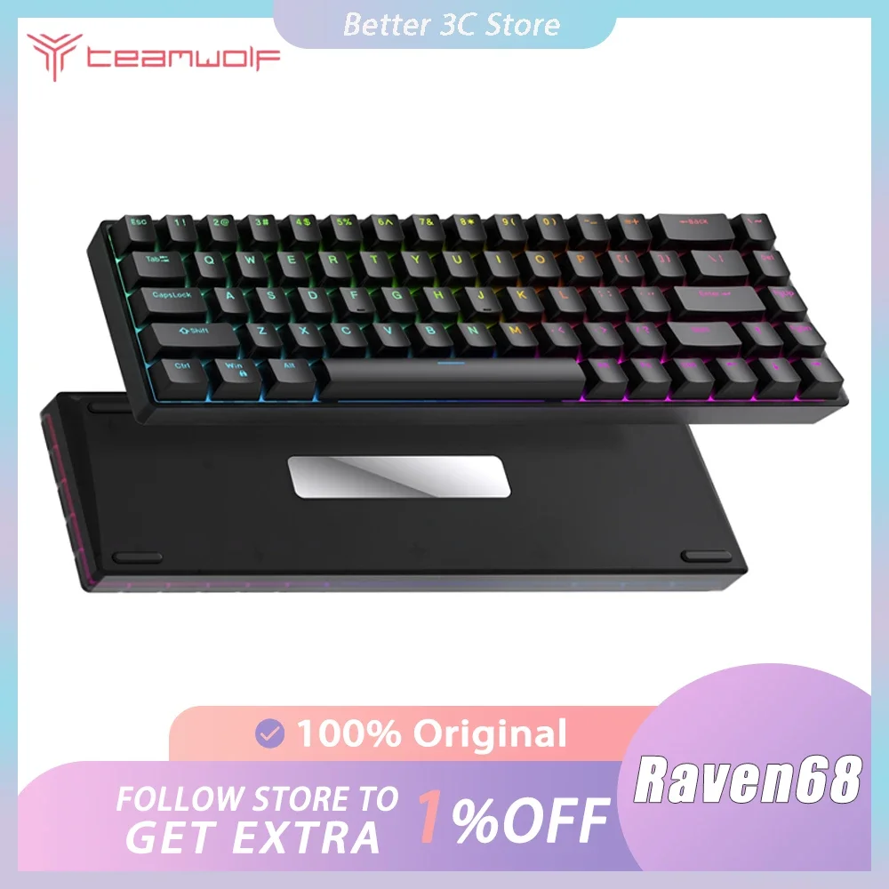 teclado mecanico interruptor magnetico 8k quick trigger teclado com fio gaming pc gamer acessorios valorant office teamwolf raven68 01