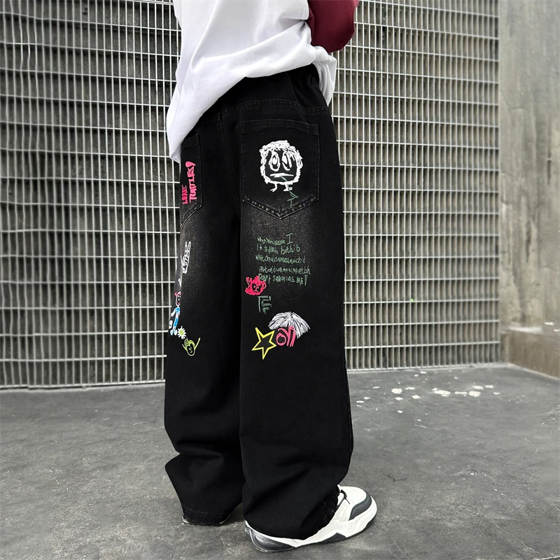 ZOETOPKID Kids Jeans with Drawing for Boys Girls Casual Streetwear Denim Pants Unisex Child Straight Fit Jeans Trousers 3 ZOETOPKID Kids Jeans with Drawing for Boys Girls Casual Streetwear Denim Pants Unisex Child Straight Fit Jeans Trousers 3