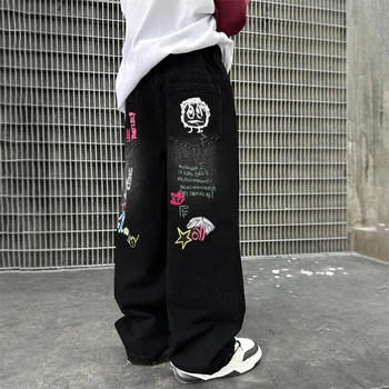 Kids Graphic Straight Jeans 3 ZOETOPKID Kids Jeans with Drawing for Boys Girls Casual Streetwear Denim Pants Unisex Child Straight Fit Jeans Trousers 3