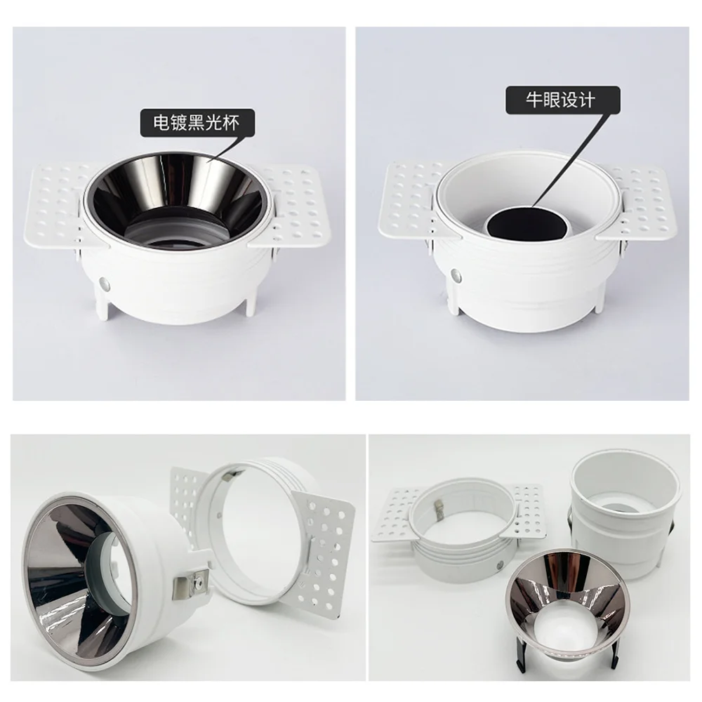 Borderless Adjustable Anti-Glare LED Spotlight Recessed Trimless Ceiling Downlight GU10/MR16 Spot Light Holder Bracket Fittings