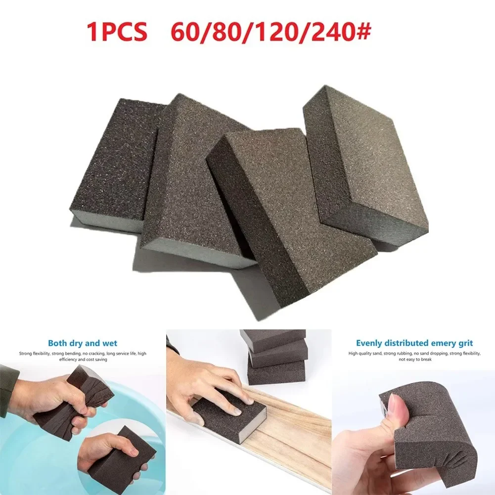 60/80/120/240 Grits Polishing Sanding Sponges Sanding Block For Furniture Wall Floor Grinding Metal Derusting Polishing Sandpape