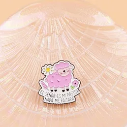 Pin de esmalte oveja rosa con mensaje cristiano broche kawaii