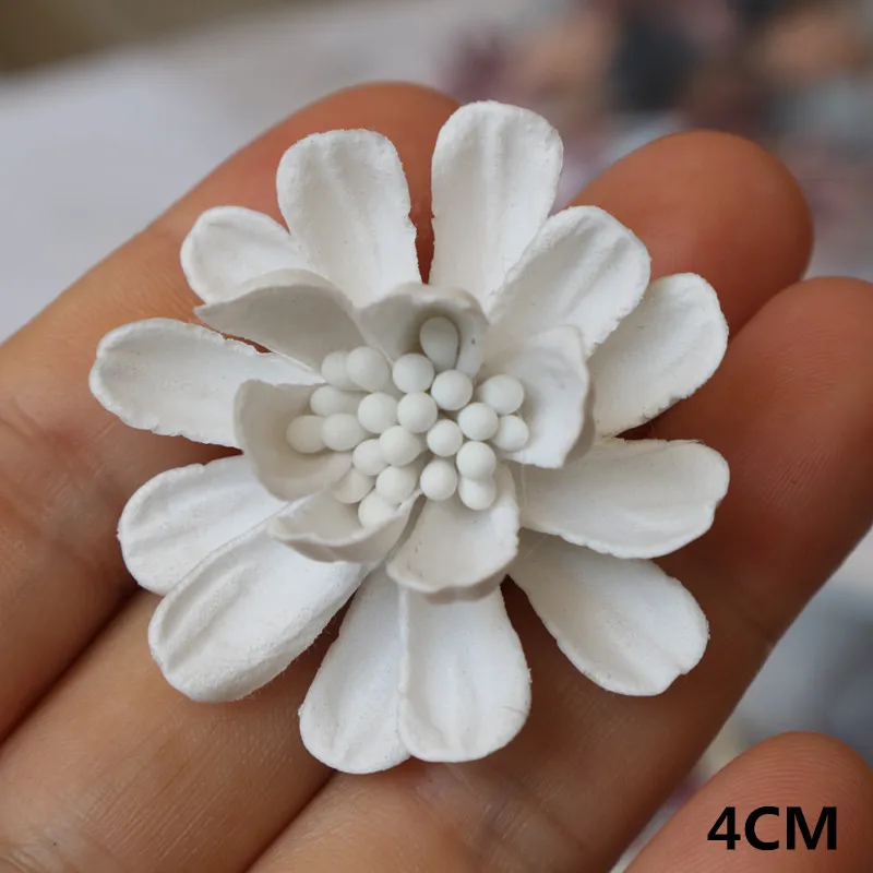 10 Teile/los Weiß Serie Kamelie Rose Chiffon Stoff Künstliche Blume Kopf Für Hochzeit Kleid Kleidung Dekoration Kopfschmuck – Detail 6