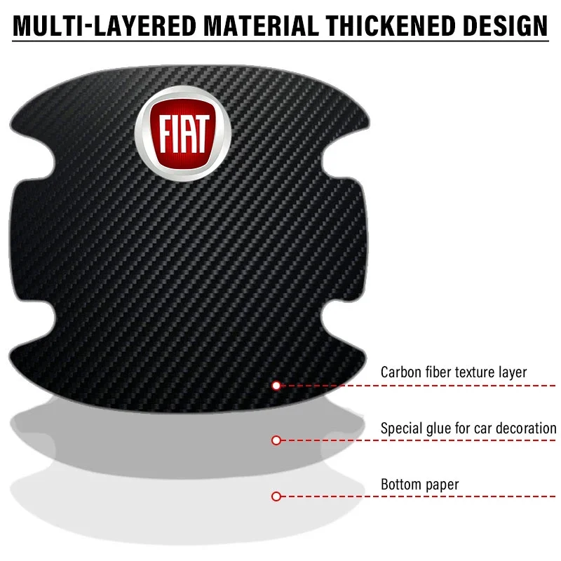 4 قطعة ملصق باب السيارة من ألياف الكربون غطاء مقاوم للخدوش لشركة فيات 500 بونتو 124 125 500 برافو ستيلو باندا أبارث تيبو أسترا #4