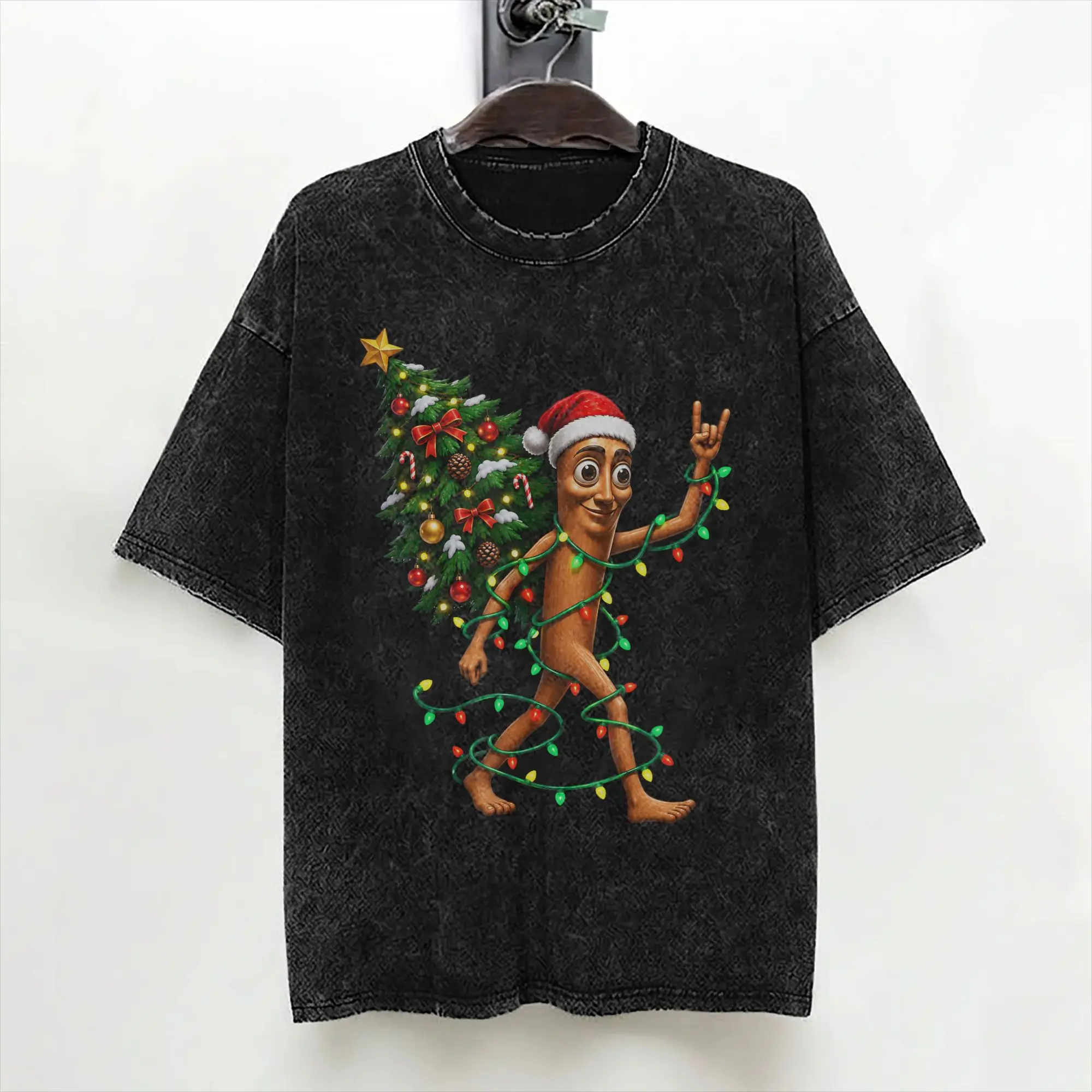 Santa Tung Sahur Christmas Tree Xmas Funny Meme T Shirts Washed 100% Cotton T-Shirt  Novelty Men Women Streetwear Summer Tees