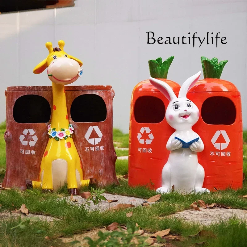 Outdoor park forest trash can animal flower pot sculpture school scenic area garbage classification decoration