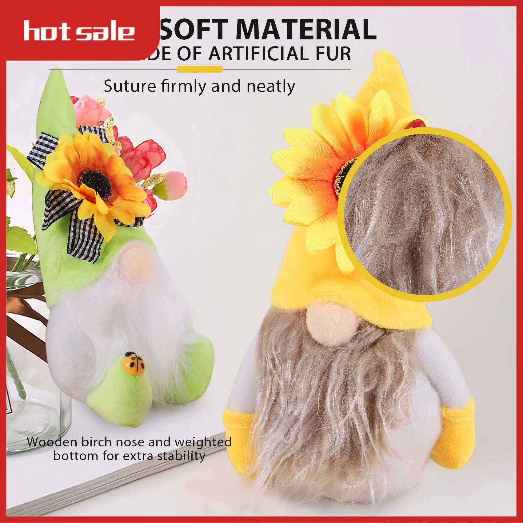 

A33R-2 PCS Sunflower Gnome Summer Gnomes Plaid Sunflower Gnome Ornaments Sunflower Decor