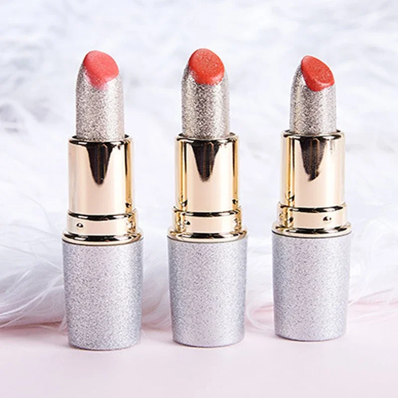 Temperature Change Glitter Lipstick Matte Waterproof Long Lasting Diamonds Lipsticks Non Stick Red Pink Lip Tint Makeup Cosmetic