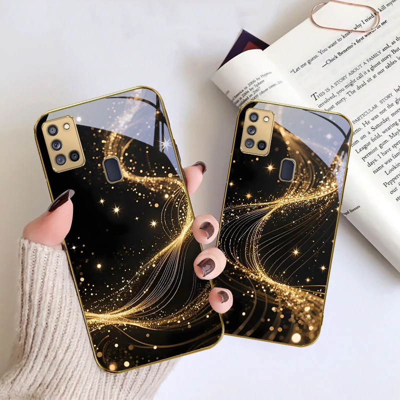 

Noble Golden Curve For Samsung A 31 32 A33 A34 35 14 A15 13 A16 25 26 50 52 53 54 55 56 70 71 72 73 Golden glass phone case