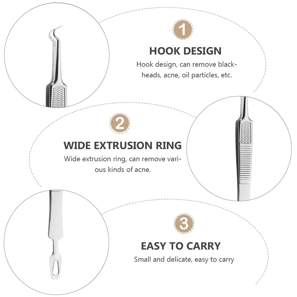 Mole Removal Scissor Clip Kit Blackhead Extractor โลหะสิวเครื่องมือ Silver