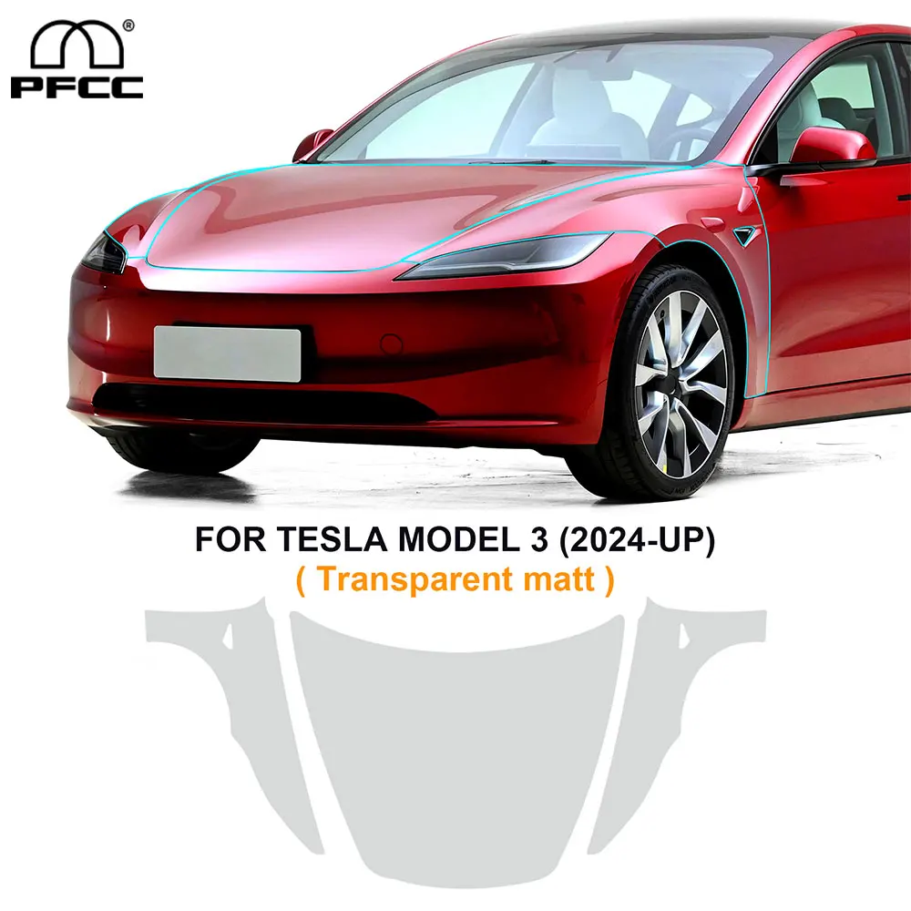 

For Tesla Model 3 Highland 2024-Up Matte 8.5Mil TPU Transparent Scratch Resistant Car Paint Protection Film PPF Trim Accessories