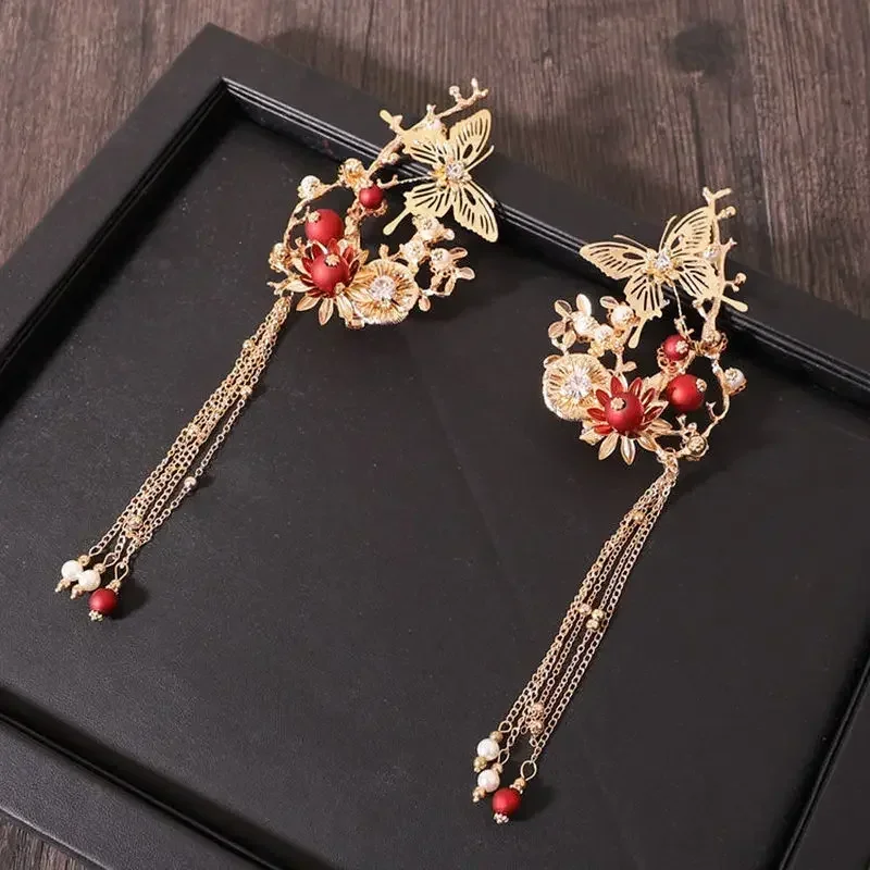 Xiuhe Headwear Accessories Chinese Hanfu Bridal Hair Accessories Set Tassel Dragon Phoenix Coat Hair Accessories Ancient Gifts