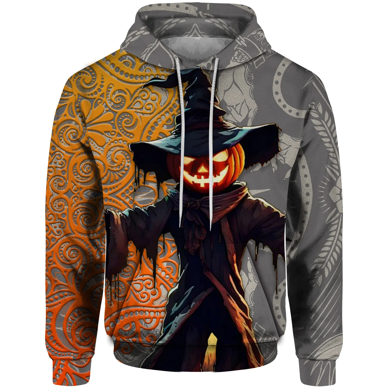 Hoodie Men Fashion Casual 3D Halloween Motif Elements Graphic Print Hoodies Oversized Long Sleeve Hoodie Men's Graphic Clothing