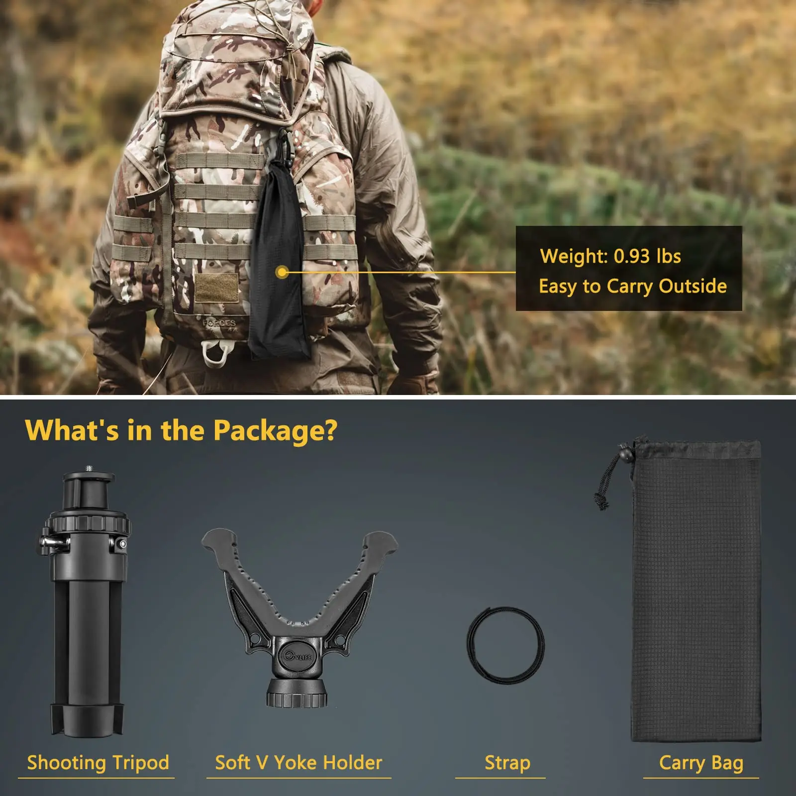 MidTen For Tripod m lok Professional Mini Camera Stick Hunting Telescope Shooting Rest Tripod 5KG Load Aluminum V Yoke Stick