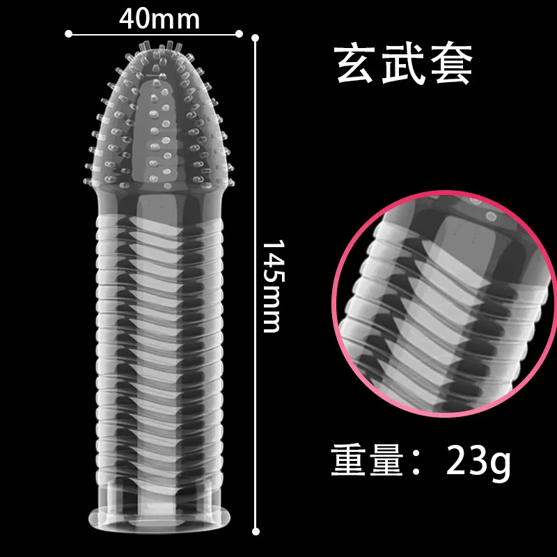 Reusable Condom for Men Penis Sleeve Extension Dick Enlargement Delay Ejaculation Spike Clit Massager Cover Crystal Condoms