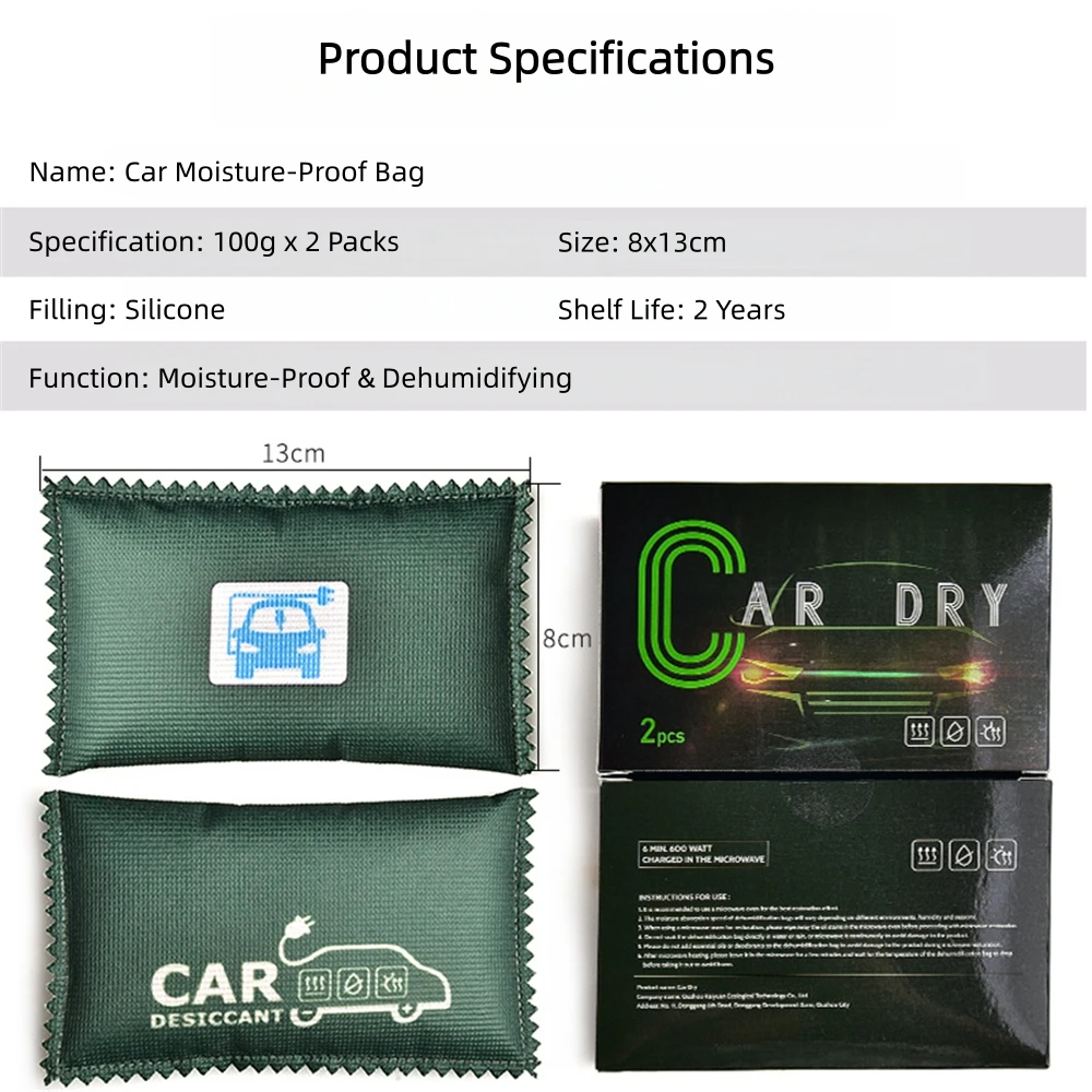 Latest Smart Color-Changing Silicone Desiccant - Car Dehumidifier Bag for Moisture & Mold Prevention, Vehicle Humidity Absorber
