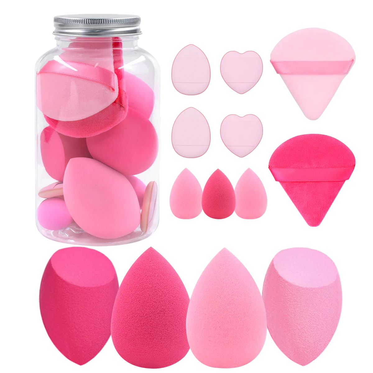 13Pcs/Case Makeup Sponge Cosmetic Puff Foundation Eggs With Container Powder Puffs Air Cushion Mix Make up Tools In Bottle