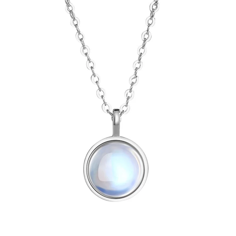 Cute Moonstone Round Pendant Necklace Women Hollow Deer Star Design Choker Accessories 925 Silver Chain Necklace For Girls Gift