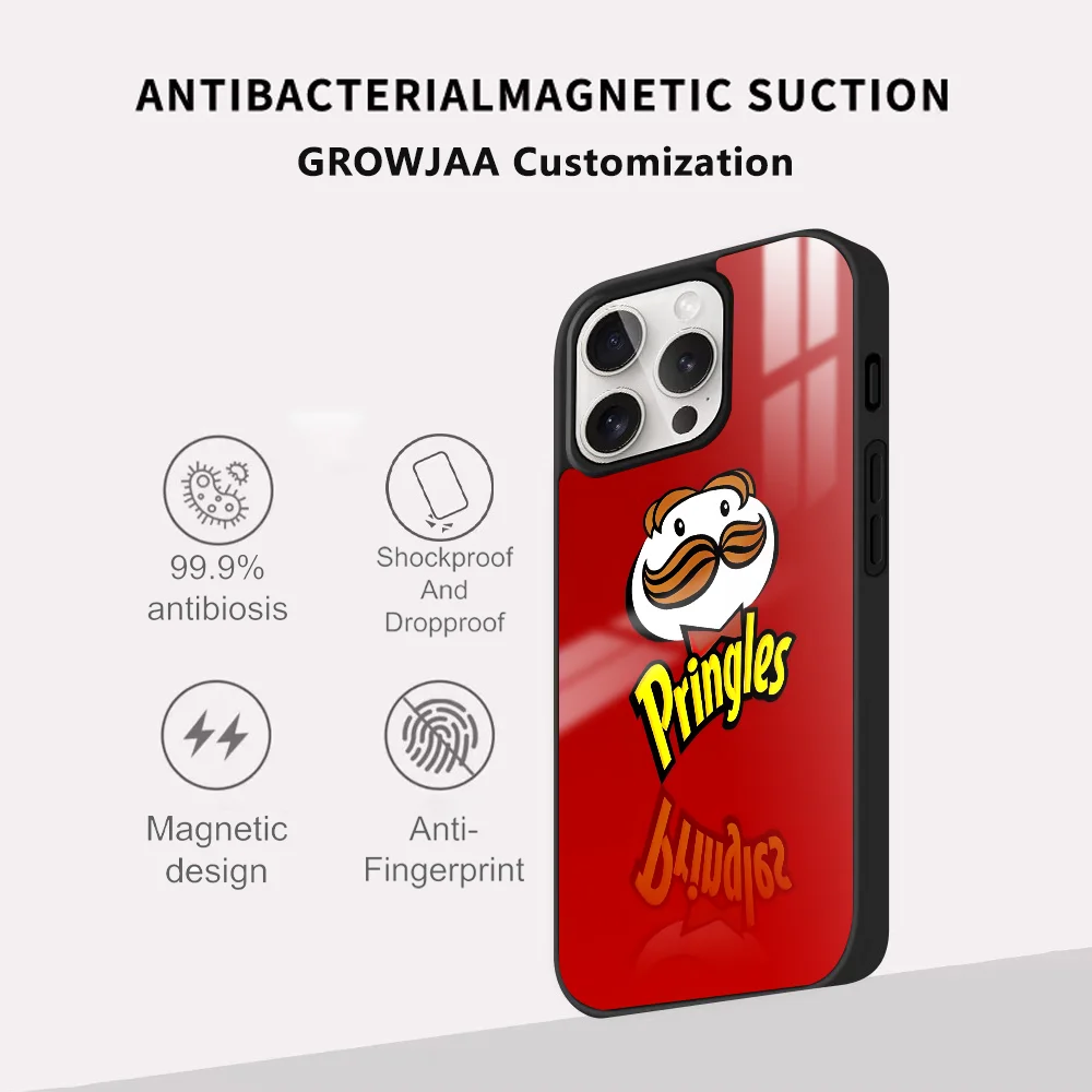 Вкусные картофельные чипсы P-Pringles для iPhone 16, 15, 14, 13, 12, 11 Pro Max Plus Mini Magsafe Mirror, беспроводной магнитный чехол