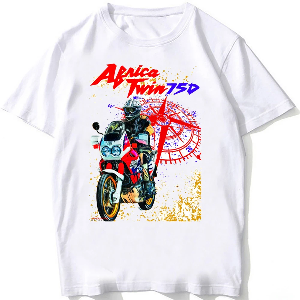 Africa Twin 750 XRV Adventure Mountains Style Classic Motorcycle Riding T-Shirt Men Short Sleeve Hip Hop Motor Sport Boy Tees