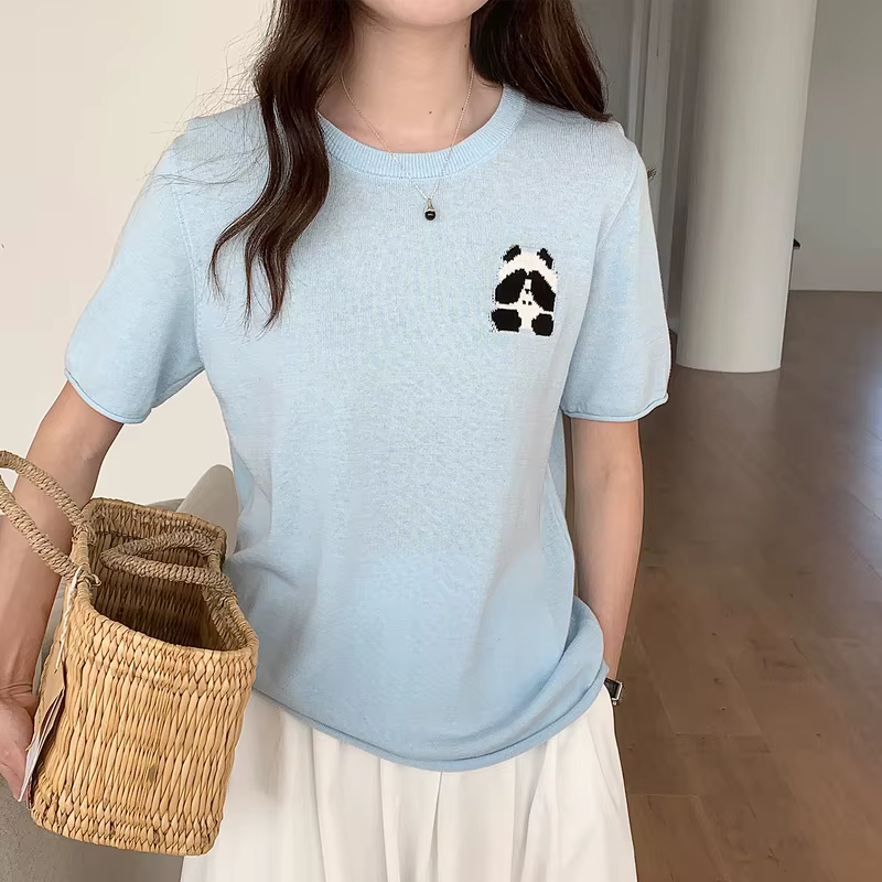 

Summer Women Mercerized Roman Cotton T-shirts Soft Silky Loose Short Sleeve basic casual Tee tops
