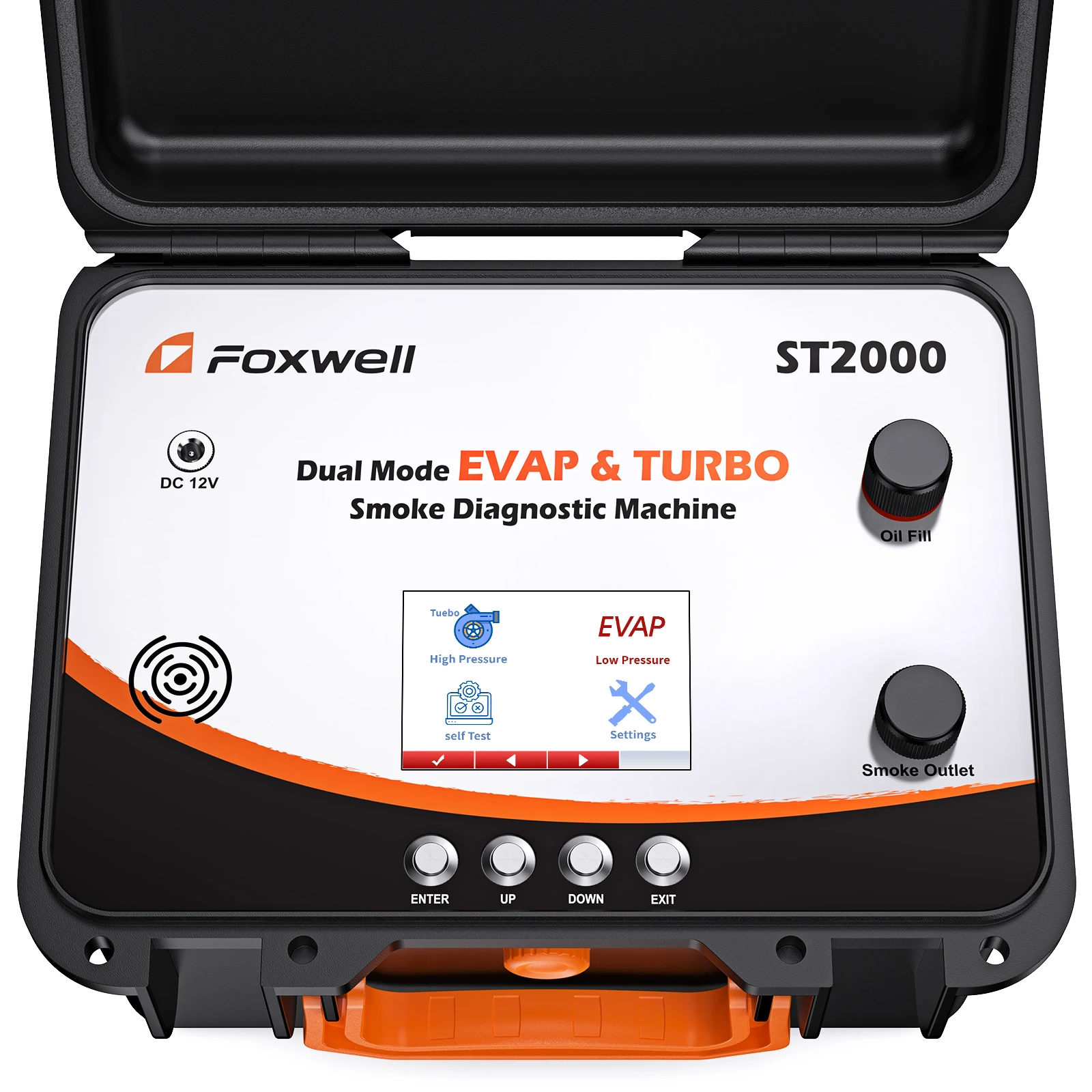 

Новейшая автоматическая дымовая машина FOXWELL ST2000 2025 года с EVAP и турбосистемой, встроенным воздушным насосом, цифровым дисплеем, двухрежимный анализ утечек