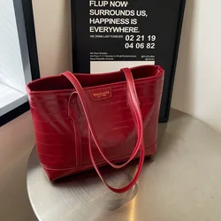 Fashion Simple Solid Large Capacity PU Shoulder Bags High Quality Commuting Style Temperament Tote Bags for Women Fall 2024 New