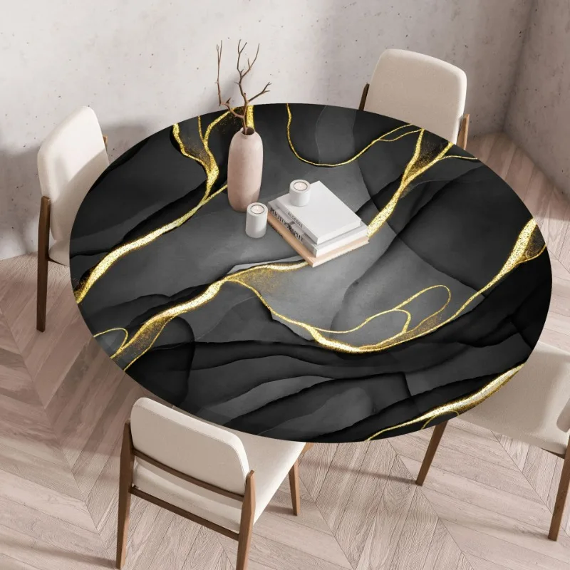 Round Waterproof Tablecloth Polyester Anti-scalding Dining Table Mat Waterproof and Washable Tablecloth , Round Table Cushion