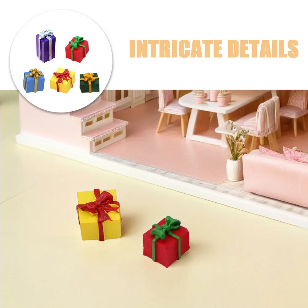40Pcs Christmas Decoration Set Resin Miniature Boxes Detailed Simulation Presents for DIY Tree Decor Party Favors