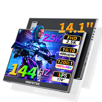 HGFRTEE 2.5K Portable Monitor 14inch 144Hz IPS Screen 400cd/m2 100%sRGB with Type C HDMI Port Dual-Speakers VESA Hole for Laptop