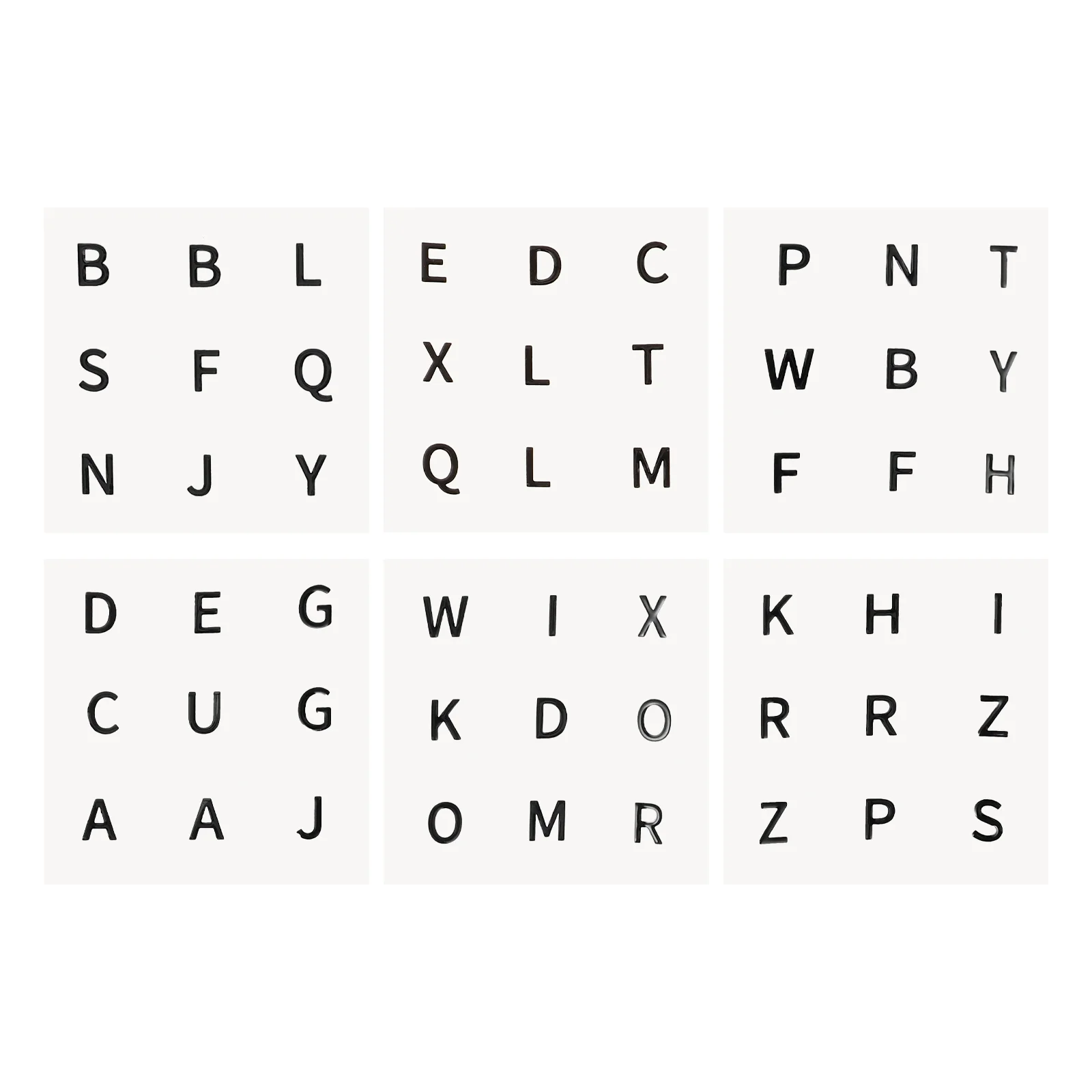 6개 6장 대형 인쇄 볼록 알파벳 퍼즐 큐브 스티커 PVC 영어 문자 저시력용 보조 스티커