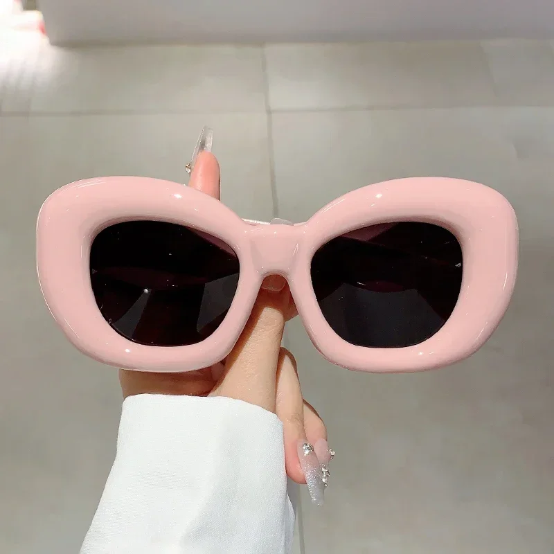 Inflated Rim Square Sunglasses New Stylish Vintage Solid Color Eyewear Trendy Brand Designer Outdoor Women Shades UV400 Glasses