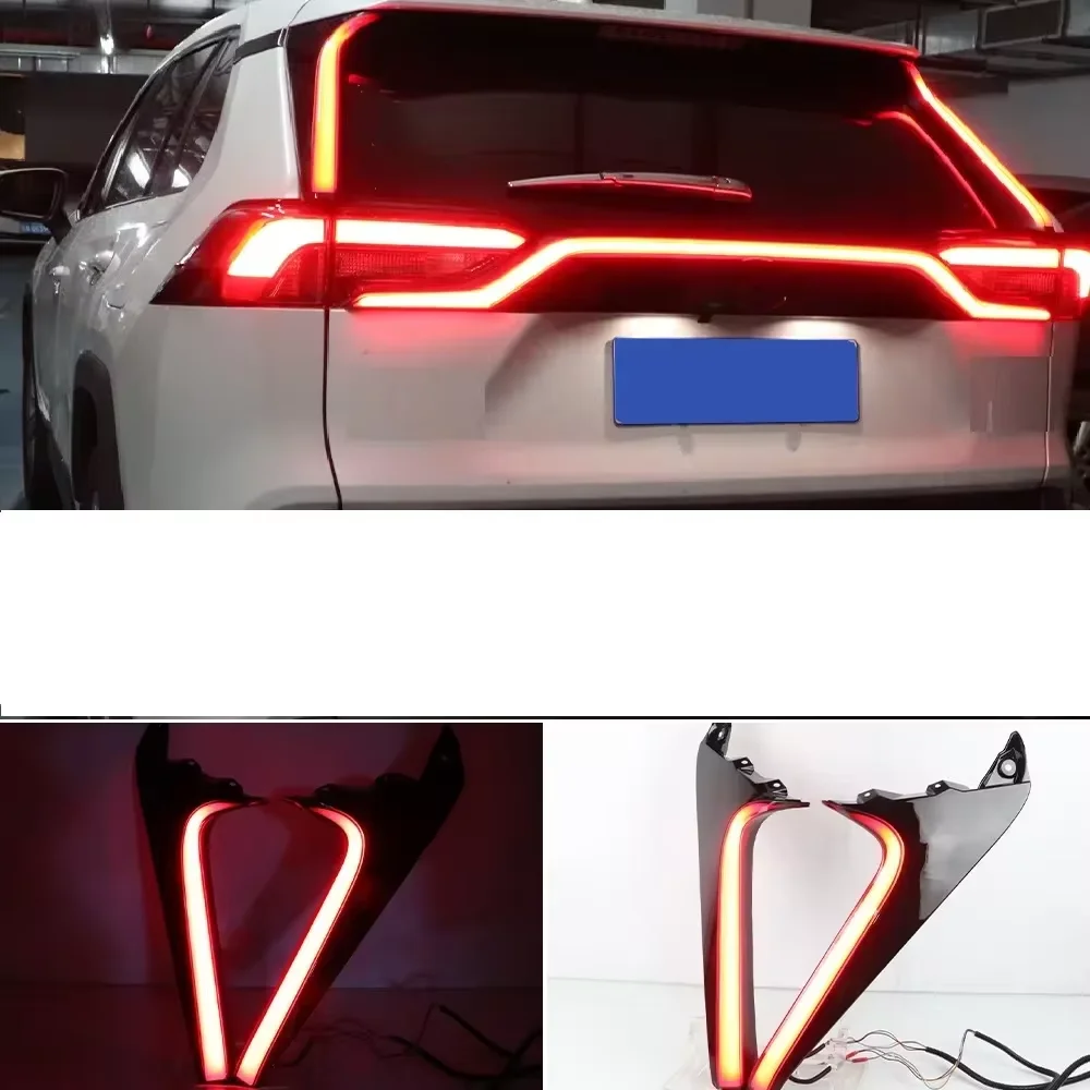 For Toyota RAV4 2019- 2024 Car LED Bumper Lights Taillights Rear Fog Lamp Backup Brake Light 12V Reflector Reverse Signal Lamps