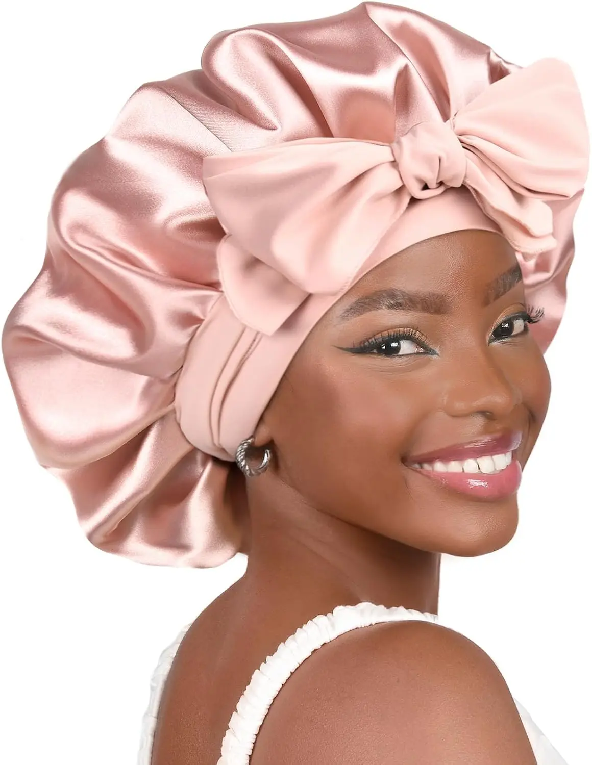 

Adjustable Satin Bonnet for Sleeping Double Layer Hair Wrap Reduce Friction Prevent Frizz Natural Curly Hair Women