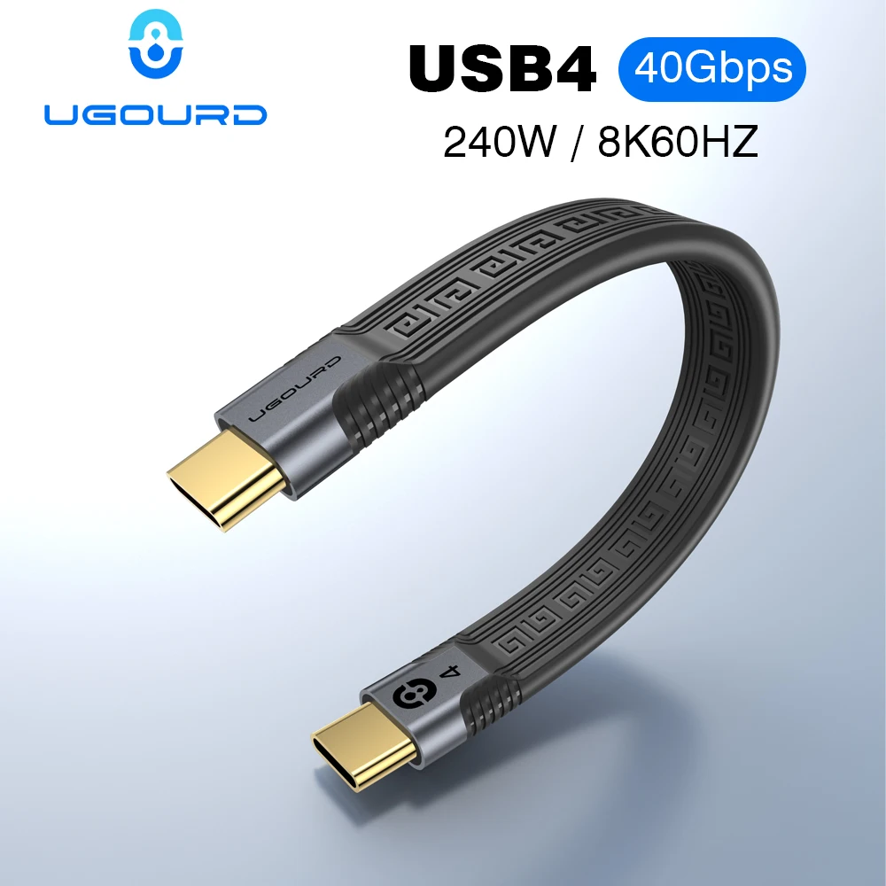 UGOURD krátký USB4 datle kabel USB C blesk 4vedení kabel 40gbps typ C na C PD 240W rychle nabíjení šňůra 8K pro hdd egpu energie banka