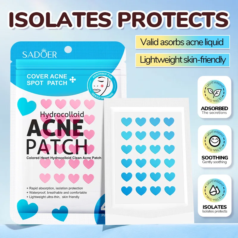 48pcs Heart-Shaped Acne Patches – Hydrocolloid Invisible Pimple Covers with Oil-Absorbing Protection for Daily Spot and Blemish