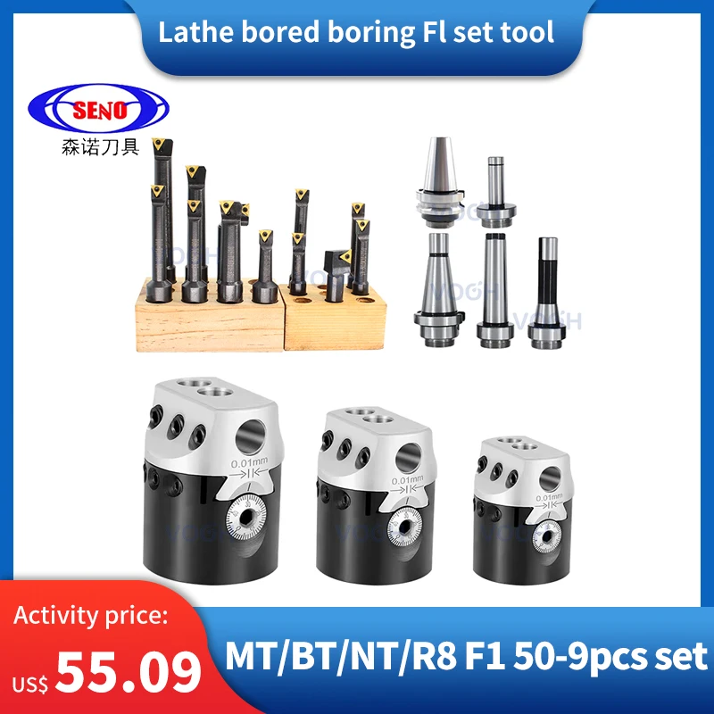 F1-12-50 F1-18-75 Boring Head Boring Bar Lathe Boring Bar Milling Holder Boring Device R8 BT40 NT40 for Cnc Lathe Bored Boring