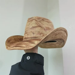 Hand-painted Cowboy hats for men women hat vintage big Brim straw cowboy hat Sunshade Jazz Hat Panama sombrero vaquero homb