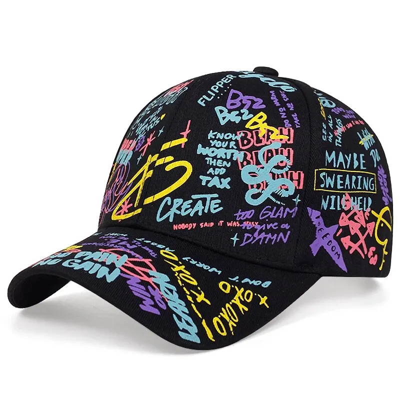 Unisex listowy drukowanie Graffiti Snapback czapki baseballowe wiosenny i jesienny regulowany kapelusz przeciwsłoneczny czapki na co dzień