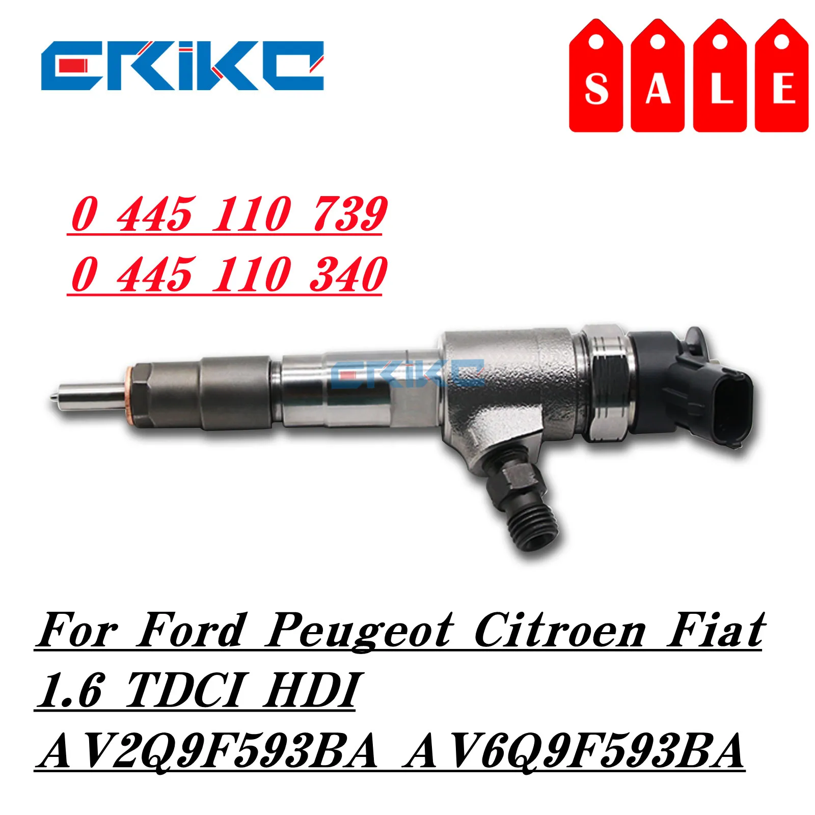 

0445110340 9687069280 1980S5 Diesel Fuel Injector 0445110739 For Ford Peugeot Citroen Fiat 1.6 TDCI HDI AV2Q9F593BA AV6Q9F593BA