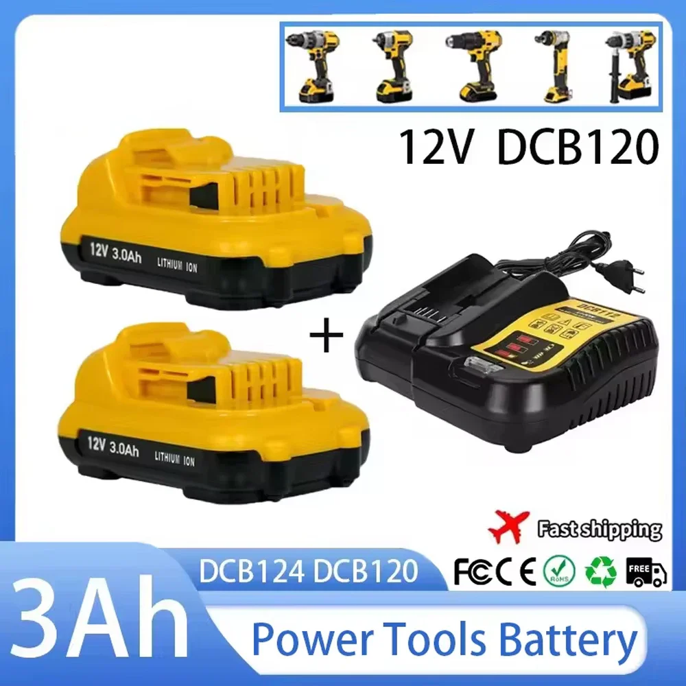 

3000mAh 12V Volt Max Lithium Ion Battery Replacement for DeWalt DCB120 DCB123 DCB122 DCB127 DCB124 DCB121 Rechargeable