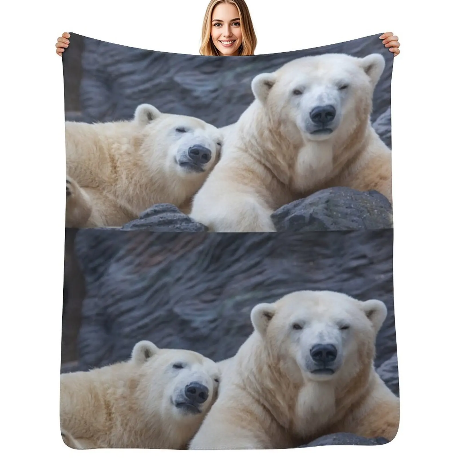

Polar Bears Snuggle II Throw Blanket Beach Fashion Sofas bed plaid Thermals For Travel Blankets