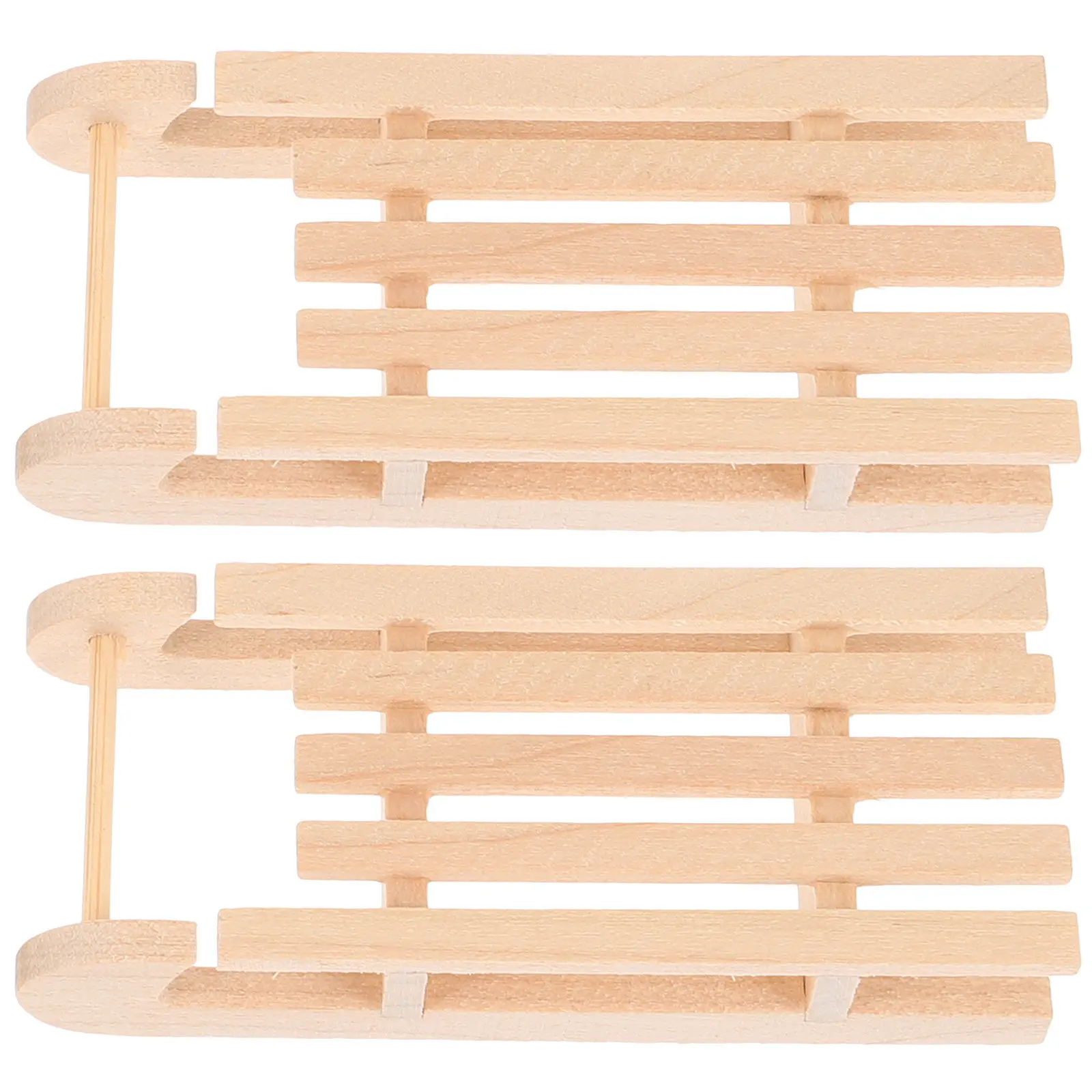 

2 шт. миниатюрные деревянные рождественские сани, украшение для кукольного домика, изысканные сани ручной работы для декора миниатюрного дома, праздничной сцены