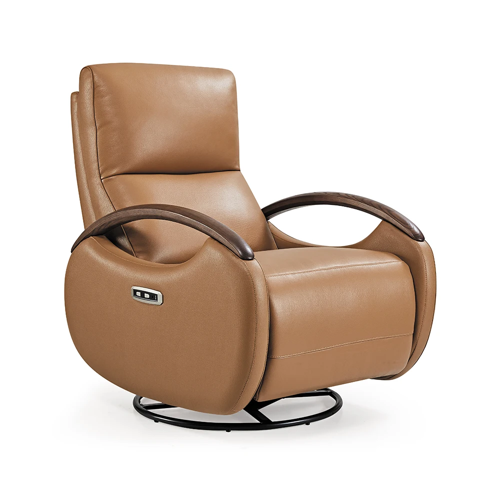 Multifunctional Recliner Massage Feature Rotation Shaking Revolving Single Person Modern Genuine Leather Electric Sofa Chair