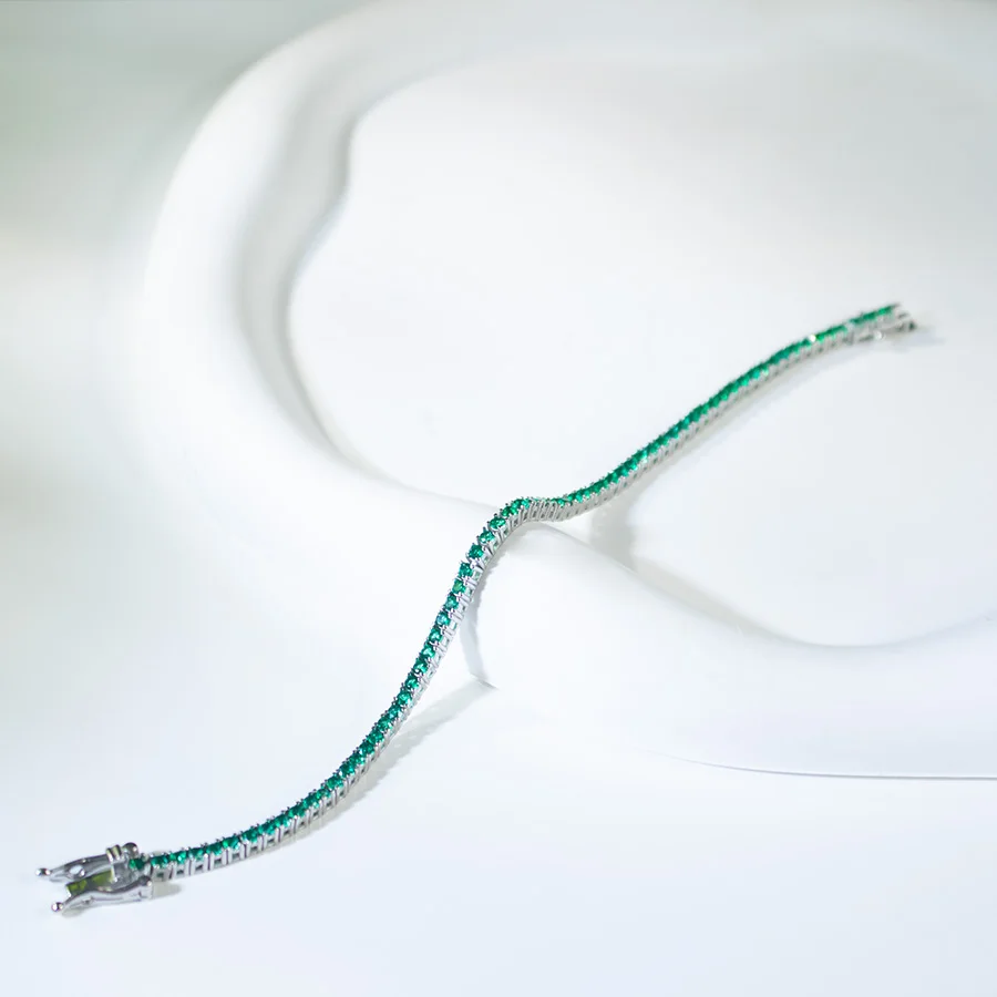 

2mm Tennis Bracelet Silver 925 Bracelets Emerald Bangle Jewellery Women Fashion Jewelry