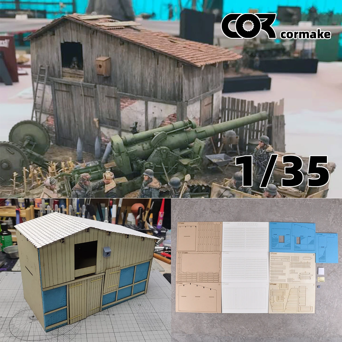 Maqueta Arquitectónica de Almacén, Granero, Cebadera, Granero de Pan, Elevador de Granos, Diorama, Kit de Modelo a Escala 1/35